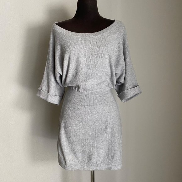 Express Dresses & Skirts - Express sz M Short sleeve scoop neck sparkle knit sweater mini dress